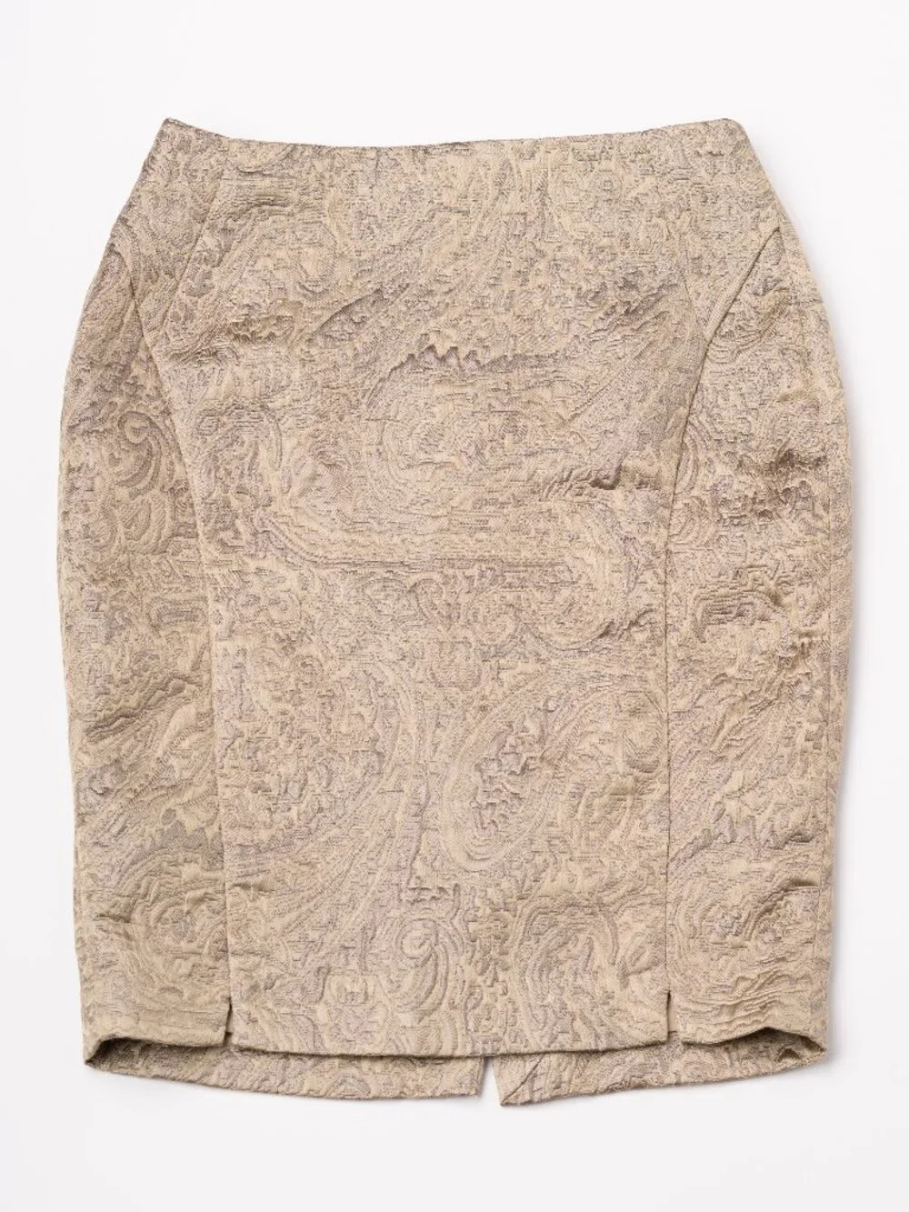NWT Gold Metallic Paisley Brocade High Waist Pencil Skirt Sz 2 Regency Cocktail
